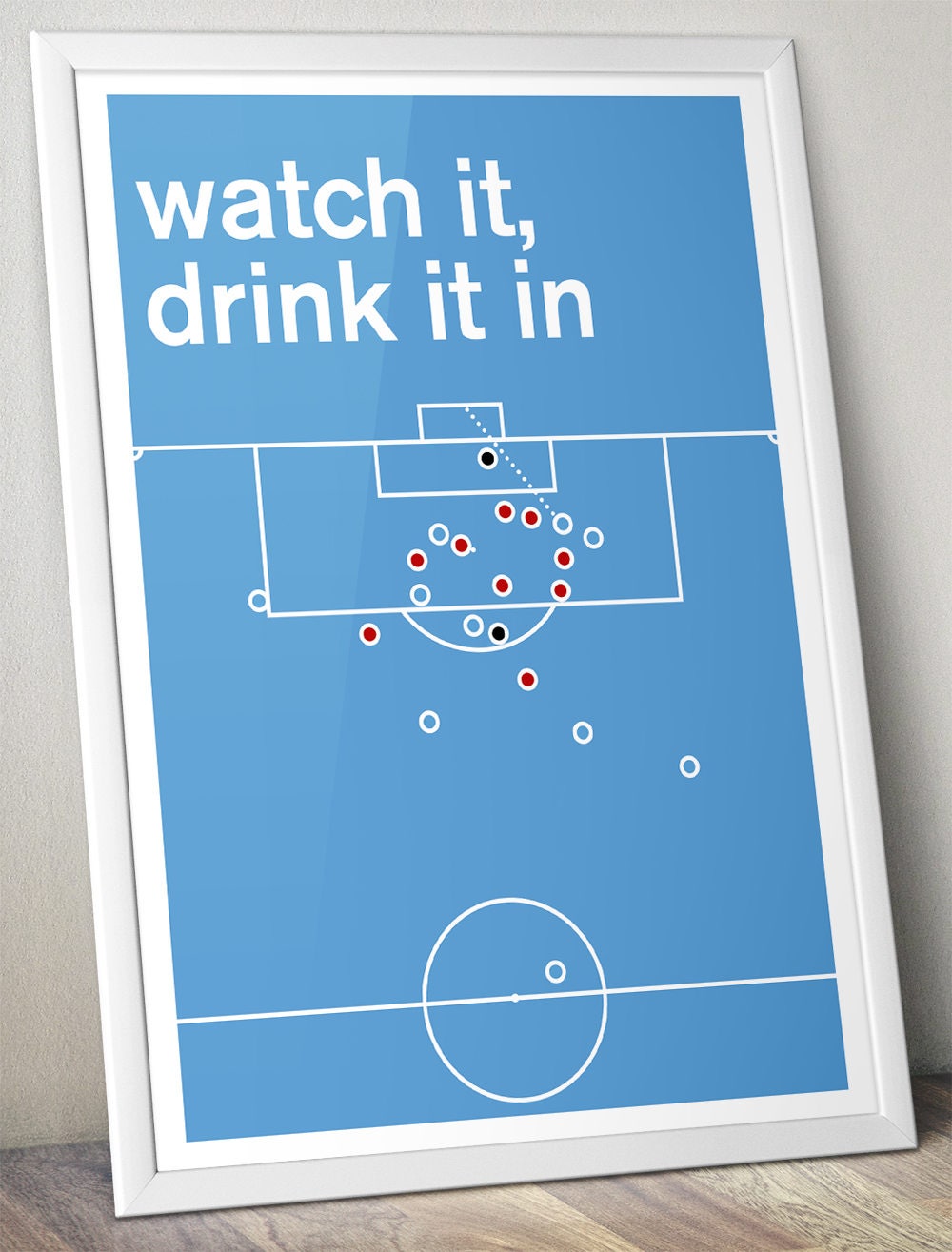 Aguero injury time goal for Man City v QPR to win the League - Watch it, Drink it in - Football Poster - Swiss Style Print (Various Sizes)