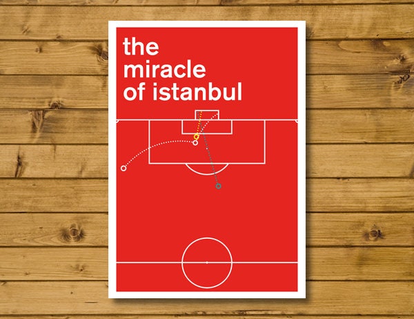 All three Liverpool goals v AC Milan - The Miracle of Istanbul - Football Poster - Swiss Style Print - European Final 2005 (Various Sizes)