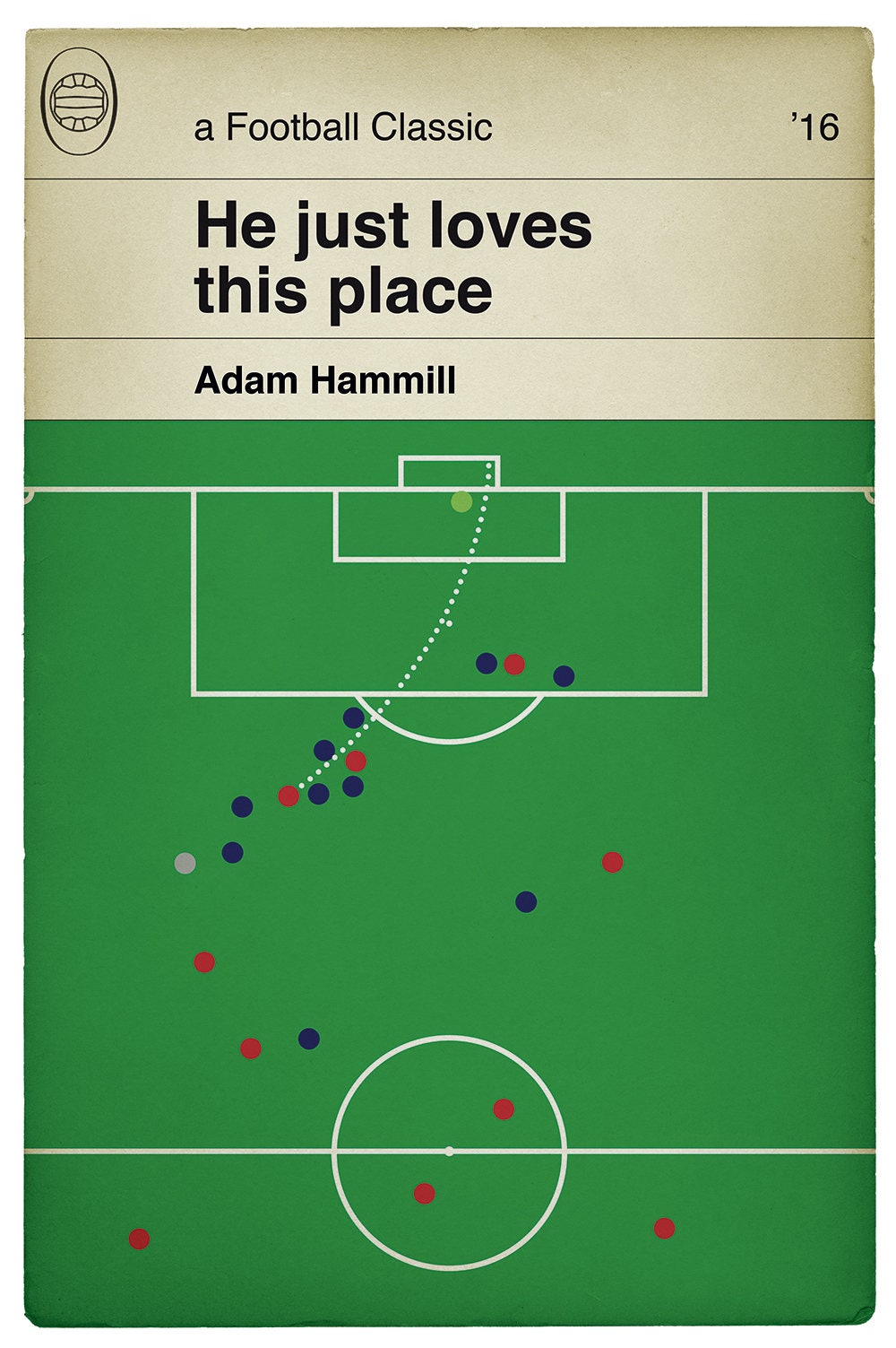 Adam Hammill goal in the 2016 League One Play-Off Final for Barnsley v Millwall - Football Print - Classic Book Cover Poster (Various Sizes)