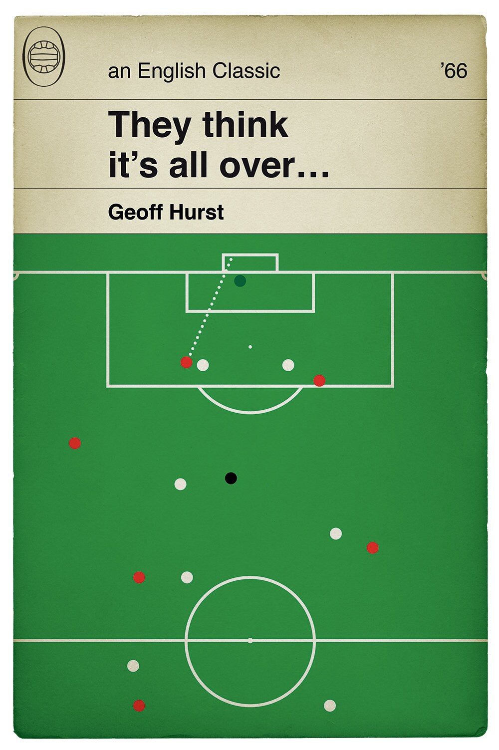 Geoff Hurst Hat-trick goal - 1966 World Cup Final - England 4 West Germany 2 - They think it's all over - Football Print - Classic Book Cover Poster (Various Sizes)