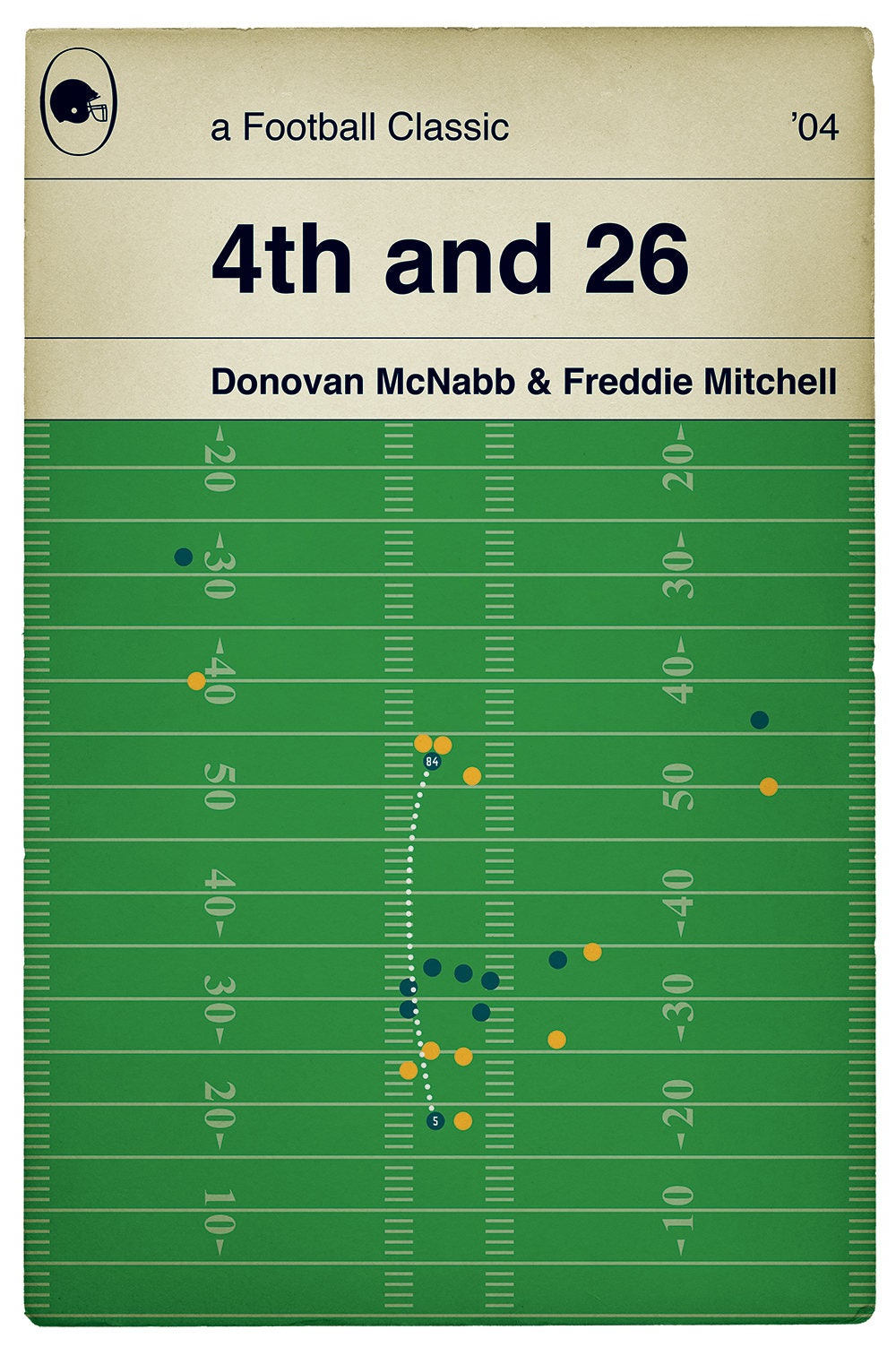 4th and 26 - Donovan McNabb / Freddie Mitchell - Eagles NFC Playoff 2004 - American Football Print - Classic Book Cover Poster - Various Sizes