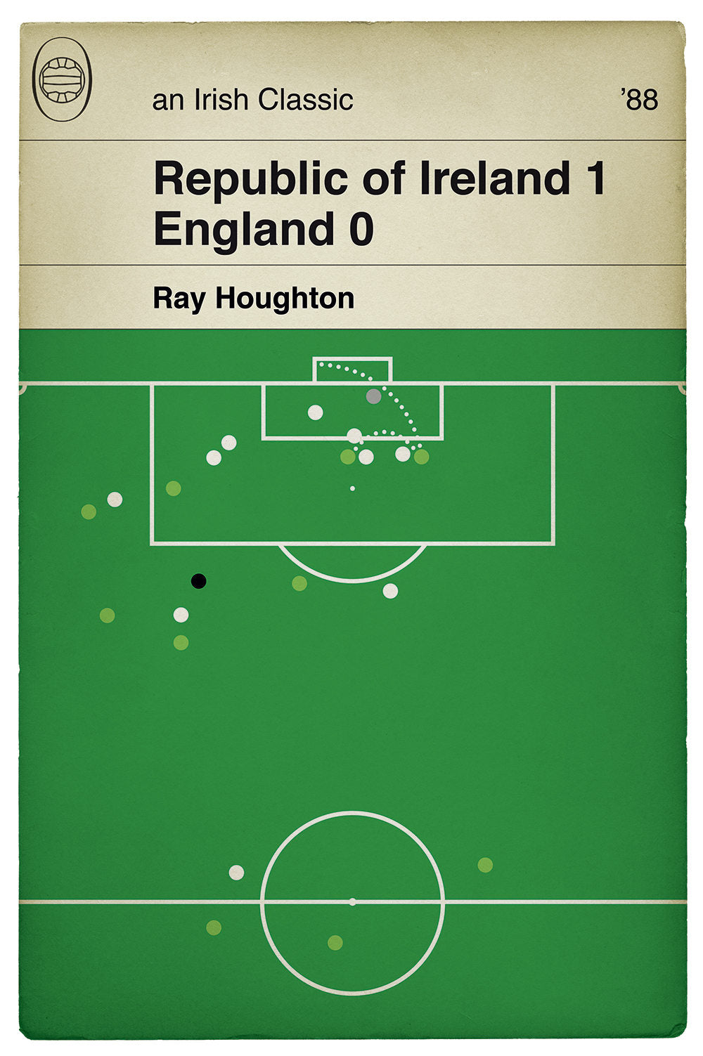 Republic of Ireland winning goal v England - Ray Houghton - Euro 88 - Classic Book Cover - Football Poster - Eire Gift (Various Sizes)