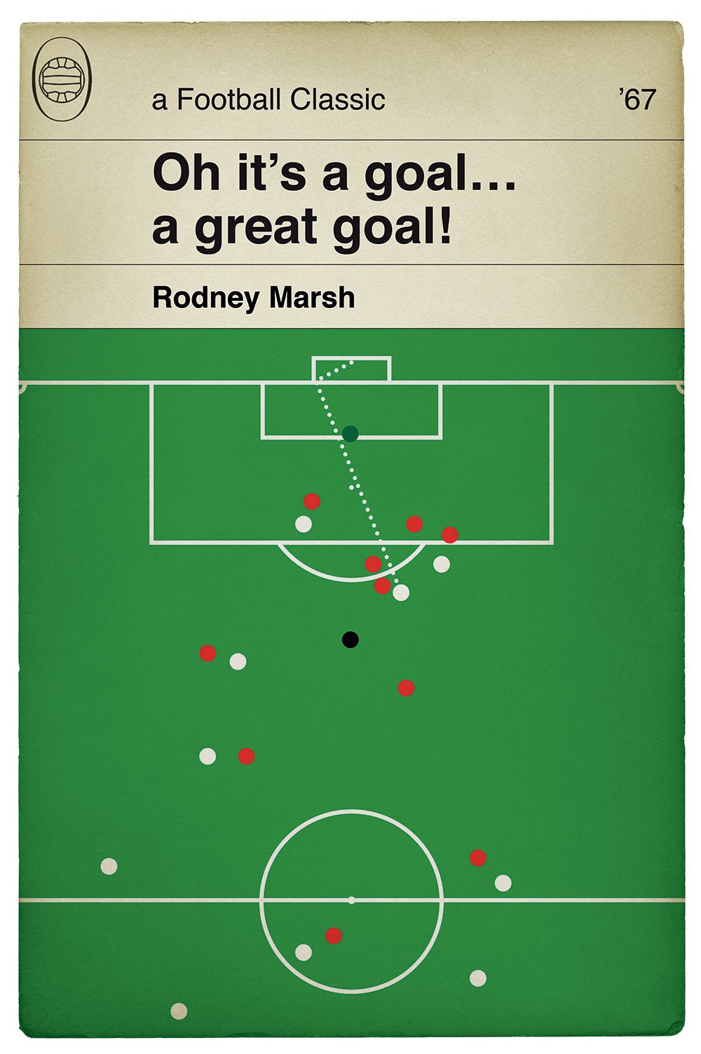 Queens Park Rangers goal v West Brom - Rodney Marsh - 1967 League Cup Final - Classic Book Cover Poster - Football Gift (Various Sizes)