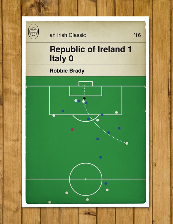 Robbie Brady Goal - Republic of Ireland 1 Italy 0 - Euro 2016 - Republic of Ireland Winner - Classic Book Cover - Football Poster - Irish Gift (Various sizes)