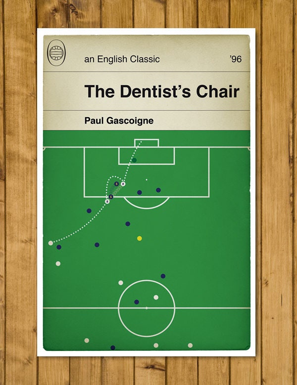 Paul Gascoigne goal for England v Scotland - Gazza Wembley - Euro 96 - The Dentist’s Chair - Football Print - Classic Book Cover Poster (Various Sizes)