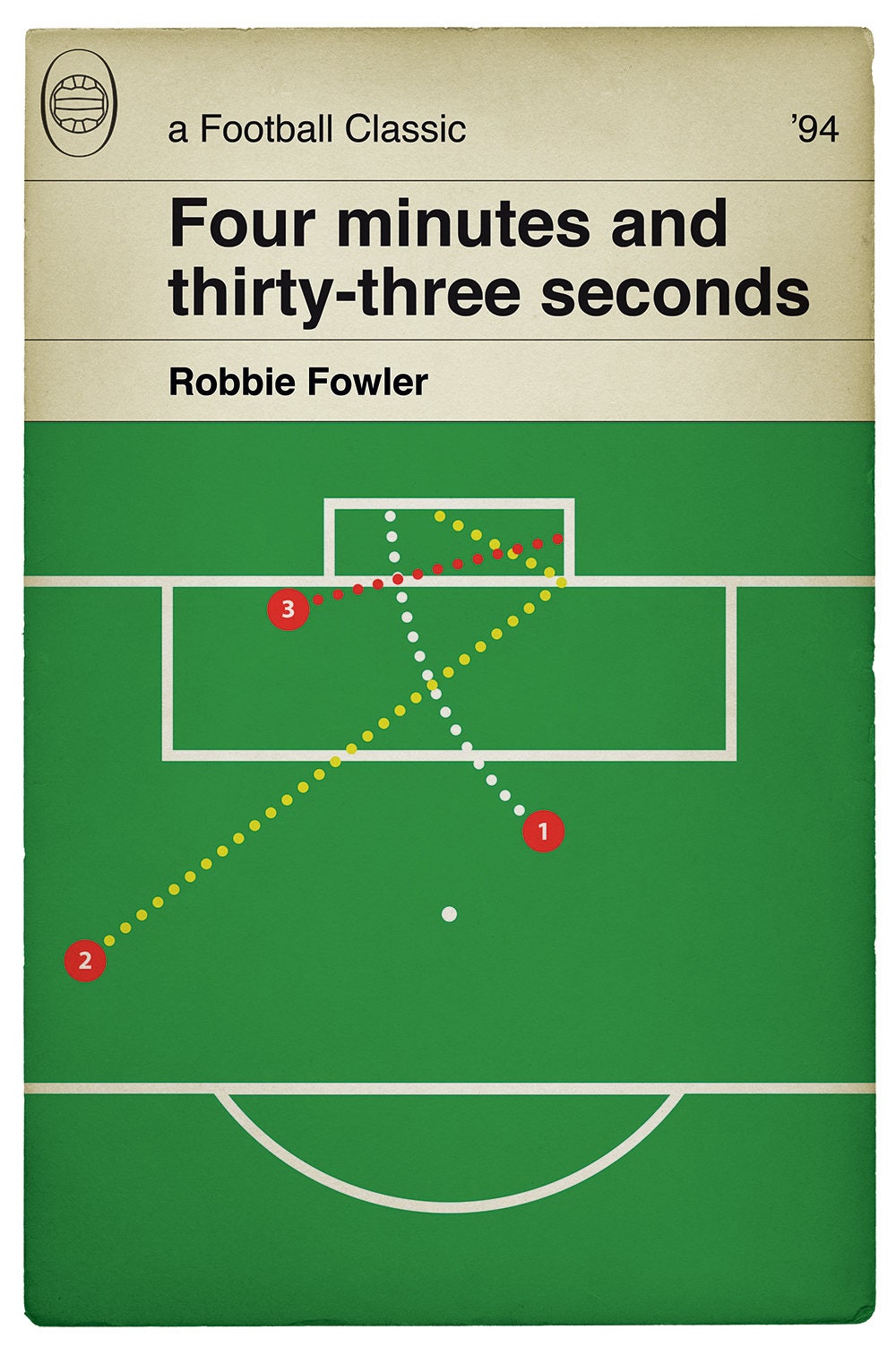 Robbie Fowler Hat Trick v Arsenal - Liverpool v Arsenal 1994 - Fastest Hat-Trick - Classic Book Cover Print - Football Gift (Various Sizes)