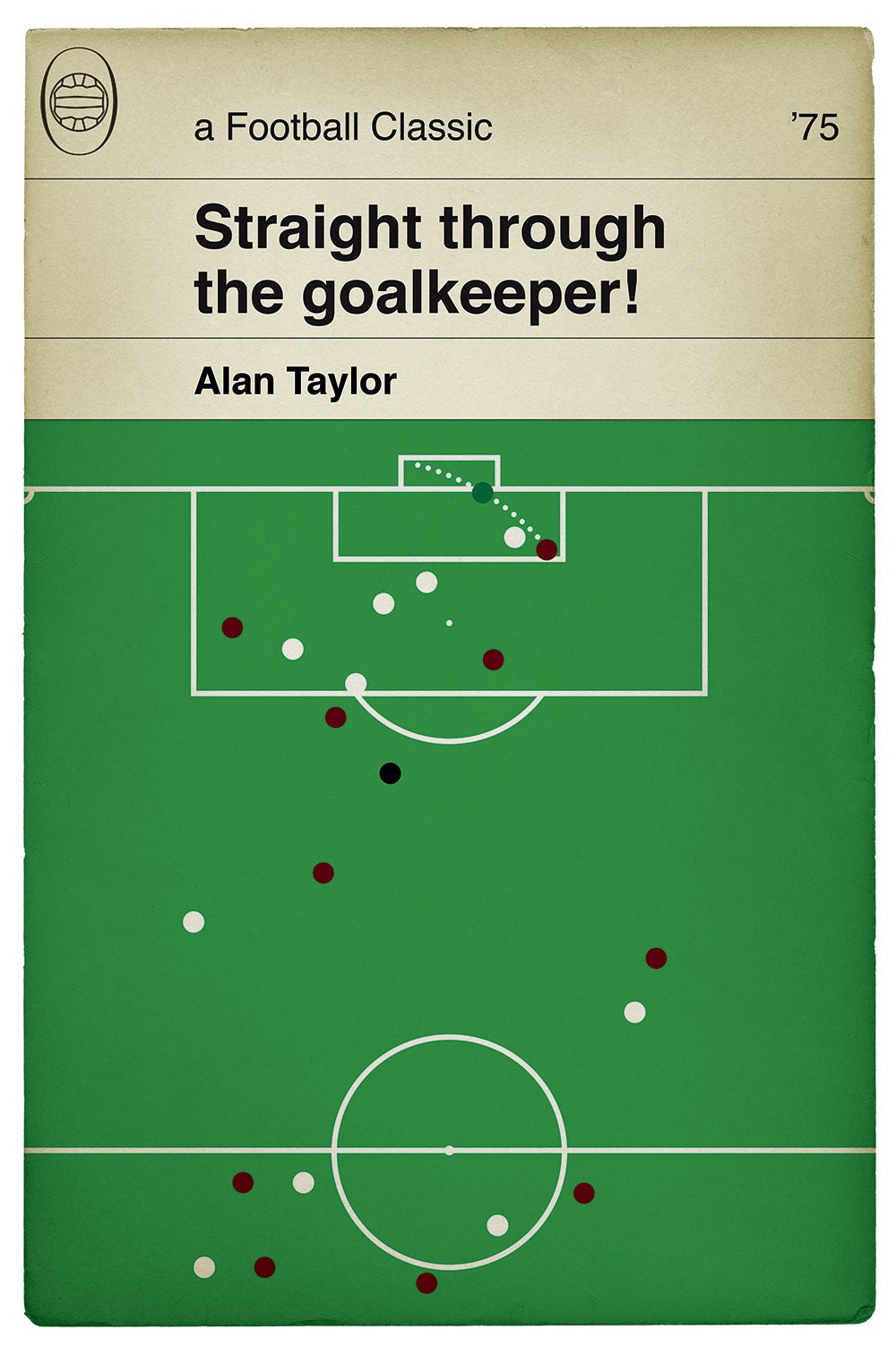 West Ham goal in 1975 Cup Final - Alan Taylor Print - Classic Book Cover Poster - Football Gift (Various Sizes)