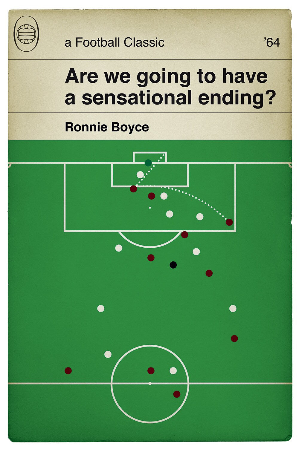 West Ham goal in 1964 Cup Final - Ronnie Boyce Print - Classic Book Cover Poster - Football Gift (Various Sizes)