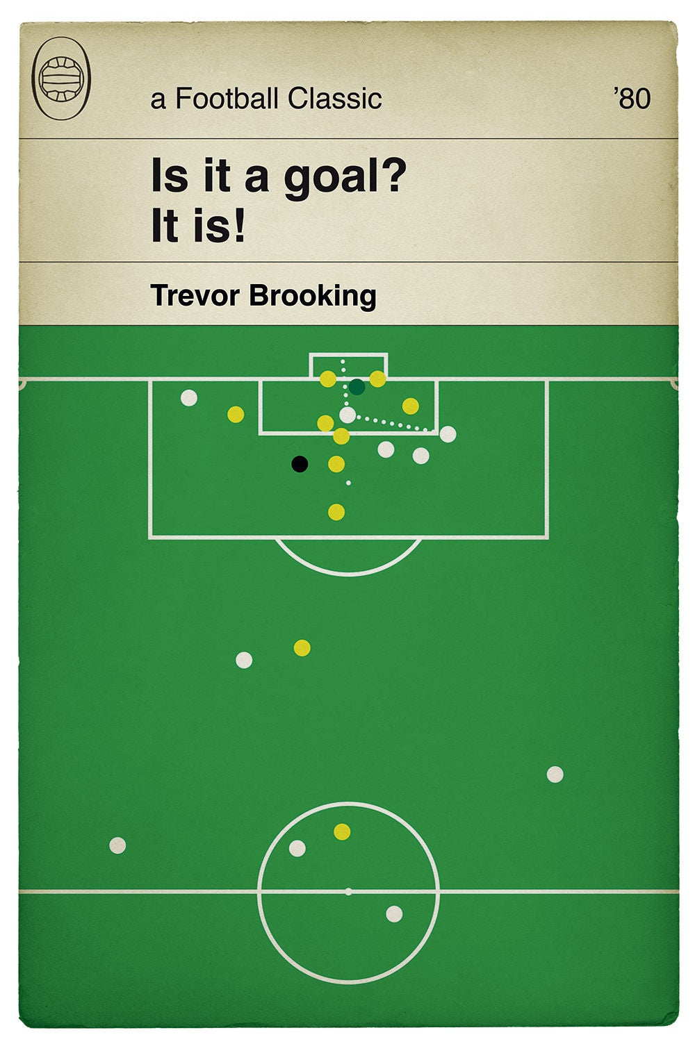 West Ham goal in 1980 Cup Final - Trevor Brooking Print - Classic Book Cover Poster - Football Gift (Various Sizes)