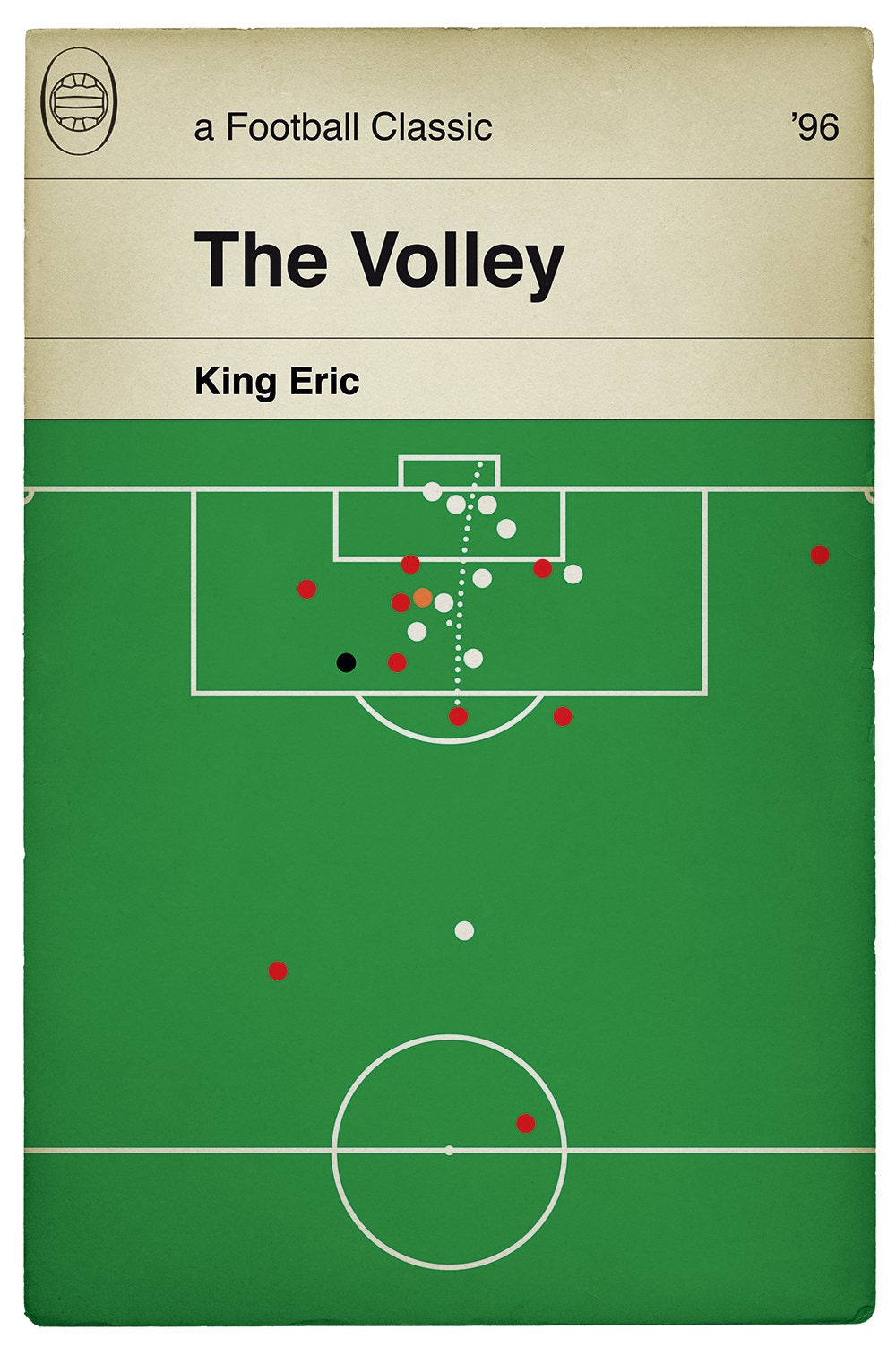 Manchester United goal in 1996 Cup Final - King Eric Volley - Eric Cantona Print - Classic Book Cover Poster - Football Gift (Various Sizes)