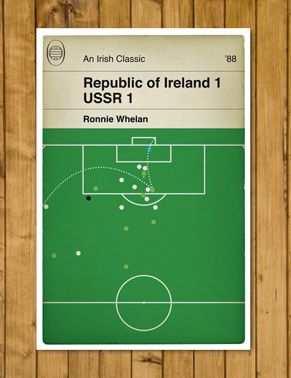 Republic of Ireland Goal - Ronnie Whelan Volley v USSR - Euro 1988 - Classic Book Cover - Football Poster - Football Gift (Various Sizes)