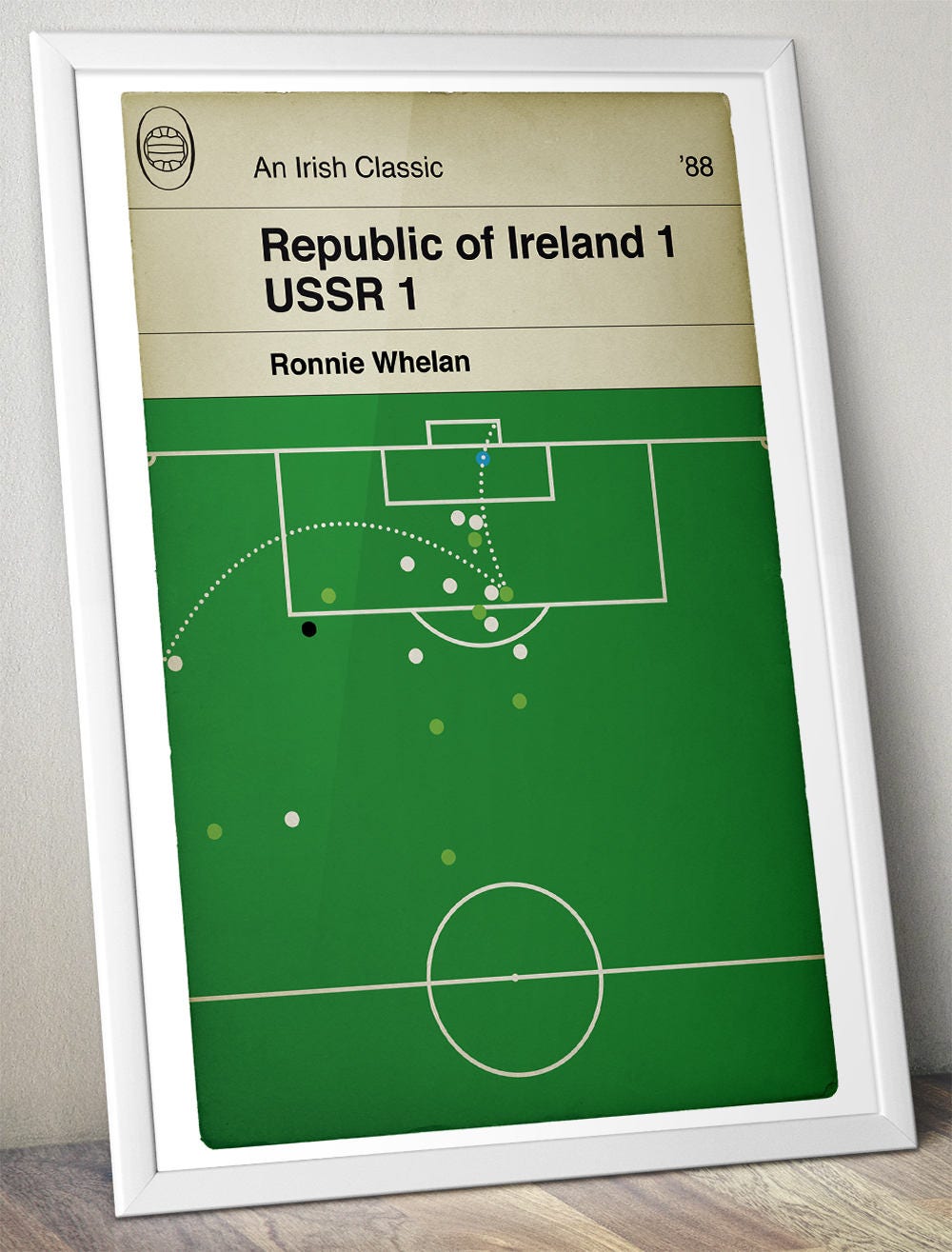 Republic of Ireland Goal - Ronnie Whelan Volley v USSR - Euro 1988 - Classic Book Cover - Football Poster - Football Gift (Various Sizes)