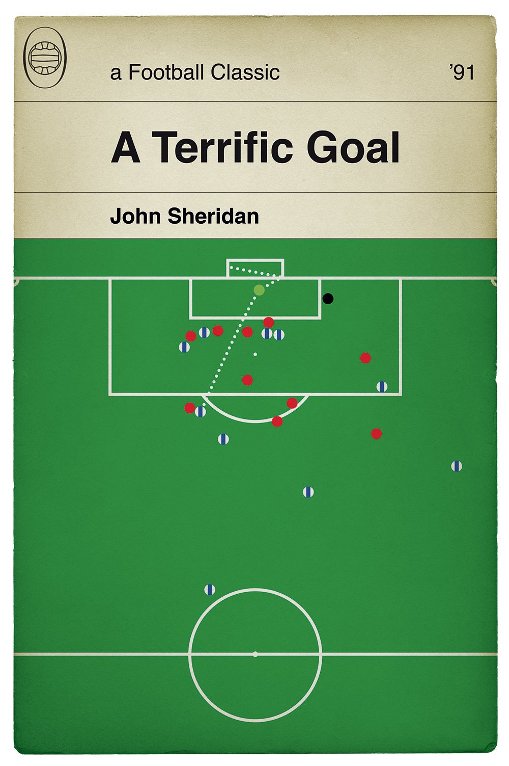 Sheffield Wednesday goal v Man Utd in the 1991 League Cup Final - John Sheridan Half Volley - Classic Book Cover Poster (Various Sizes)