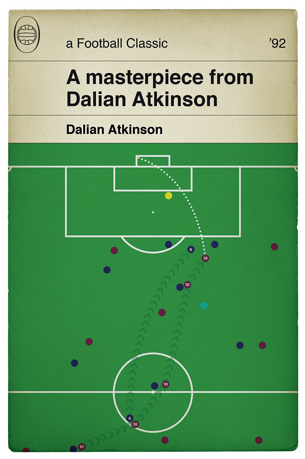 Aston Villa goal v Wimbledon - Dalian Atkinson - Goal of the Season 1992 - Classic Book Cover Poster - Football Gift (Various Sizes)