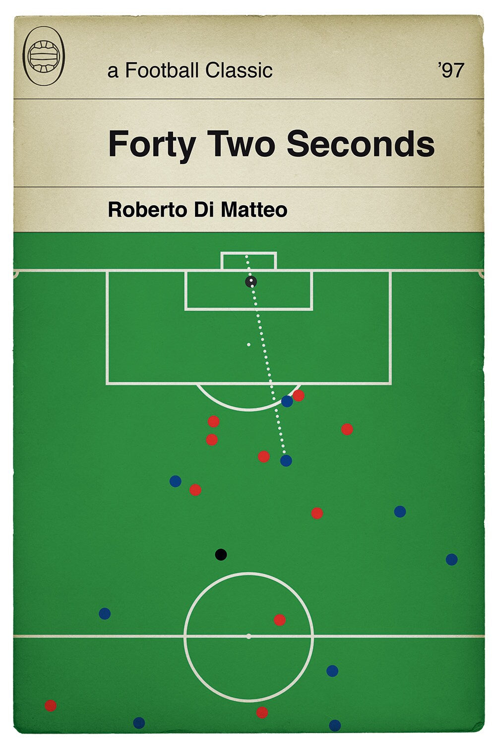 Chelsea Cup Final Goal v Middlesbrough in 1997 - Roberto Di Matteo - 42 seconds - Classic Book Cover Print - Football Gift (Various Sizes)