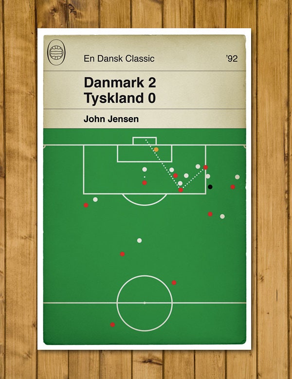 Denmark goal v Germany - John Jensen - Euro 1992 Final - Denmark 2 Germany 0 - Football Poster - Classic Book Cover Print - Football Gift (Various Sizes)