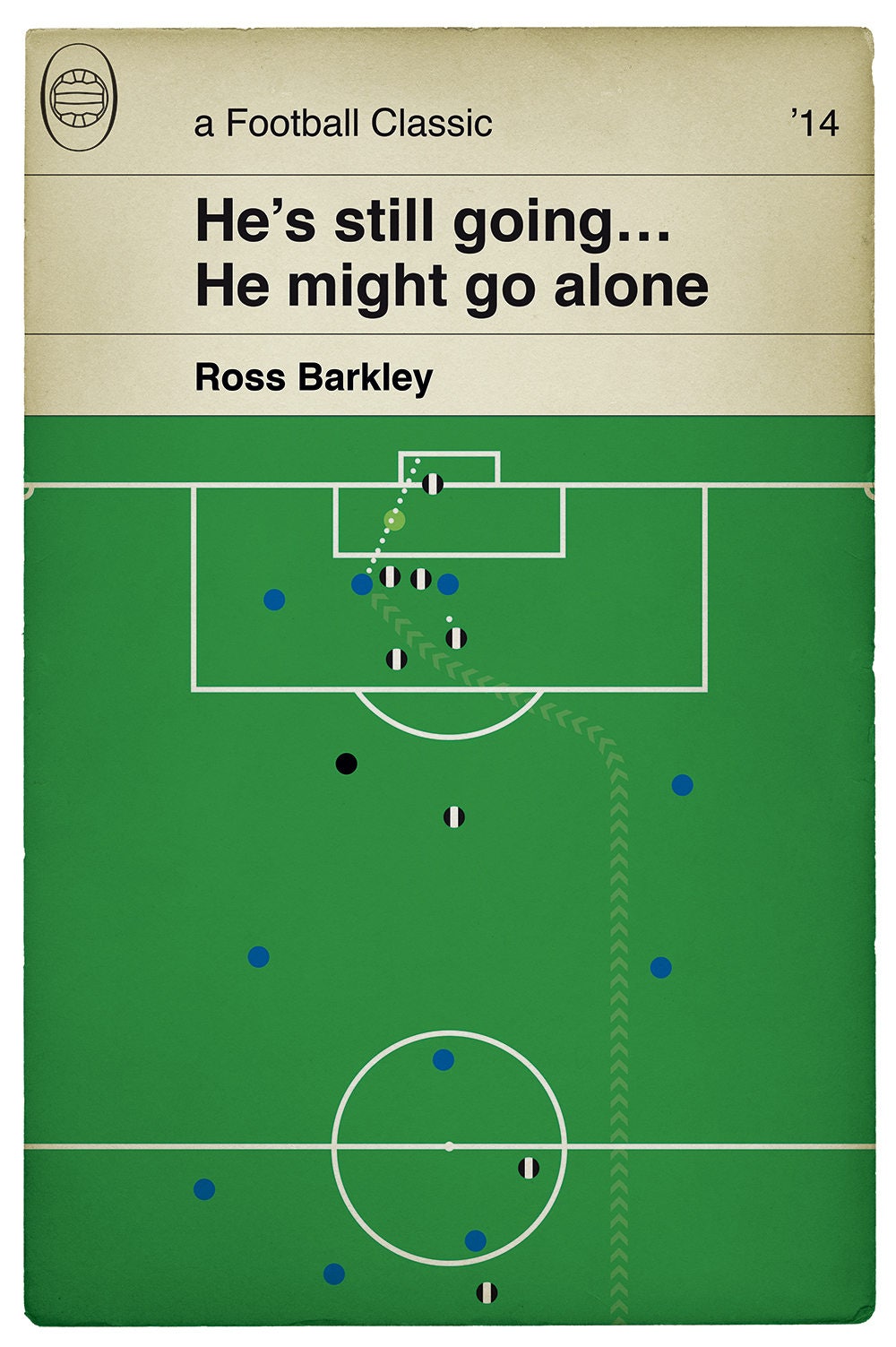 Everton goal v Newcastle 2014 - Ross Barkley - Classic Book Cover Print - Football Gift (Various Sizes)