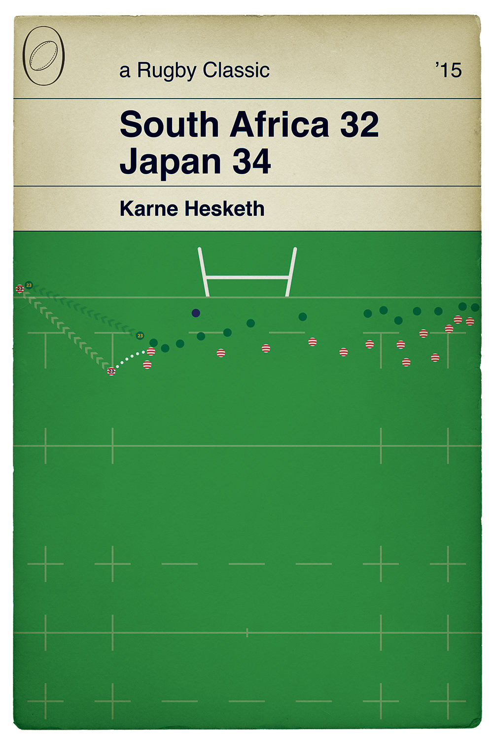 Japan winning try v South Africa - Karne Hesketh - World Cup 2015 - Rugby Poster - Classic Book Cover Print (Various Sizes)