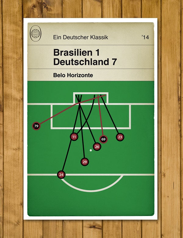 Brasilien 1 Deutschland 7 - Germany 7 Brazil 1 - All Seven German Goals - World Cup 2014 - Classic Book Cover - Football Poster (Various sizes)