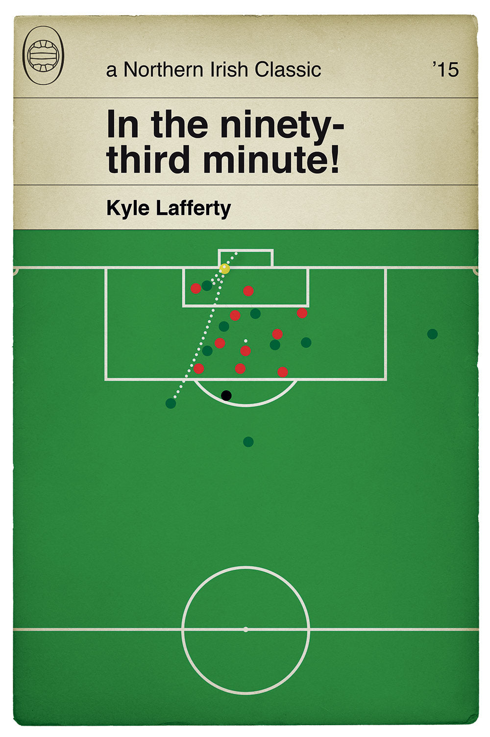 Northern Ireland goal v Hungary - Kyle Lafferty - 93rd minute - Euro 2016 Qualifier - Classic Book Cover - Football Poster (Various sizes)