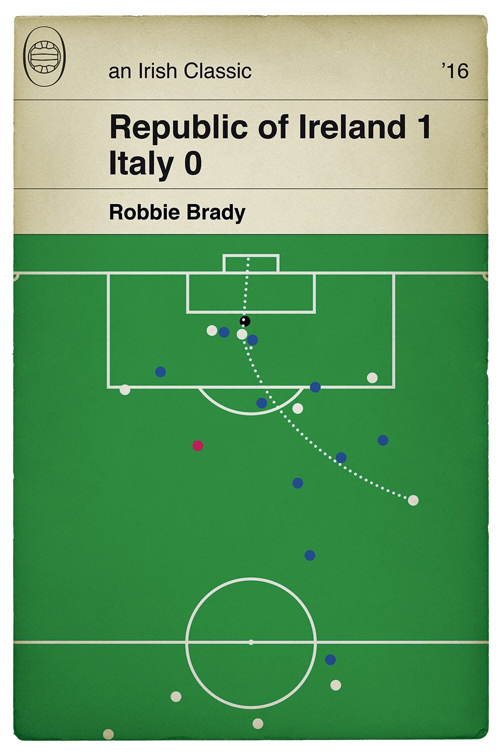 Robbie Brady Goal - Republic of Ireland 1 Italy 0 - Euro 2016 - Republic of Ireland Winner - Classic Book Cover - Football Poster - Irish Gift (Various sizes)