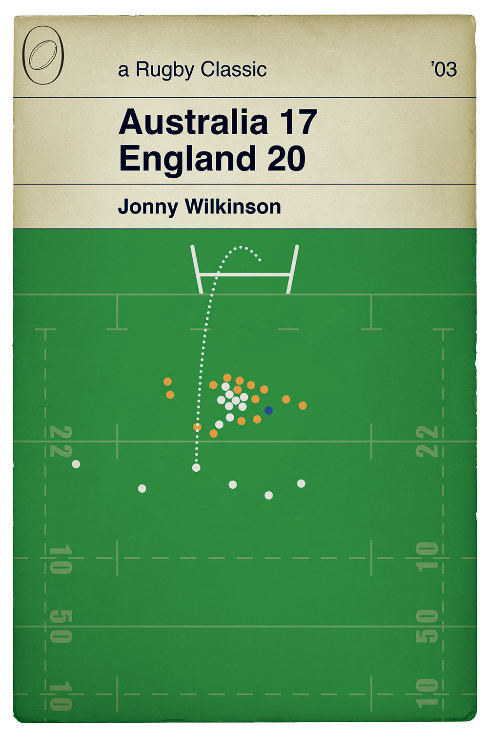 England winning drop goal - Jonny Wilkinson - Scoreline Edition - England v Australia - World Cup 2003 - Book Cover Print (Various Sizes)