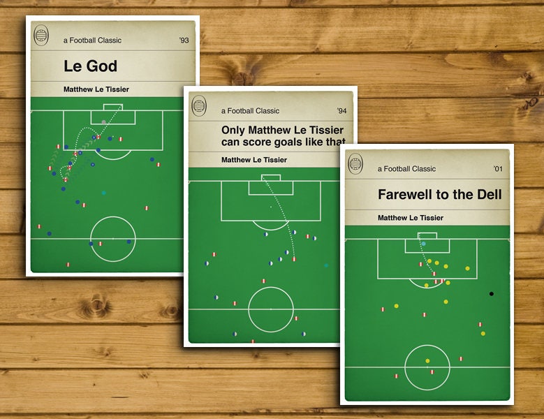 Matthew Le Tissier Classic Southampton Goals Collection - Set of 3 Prints - Le God - Football Gift - Book Cover Posters (Various Sizes)