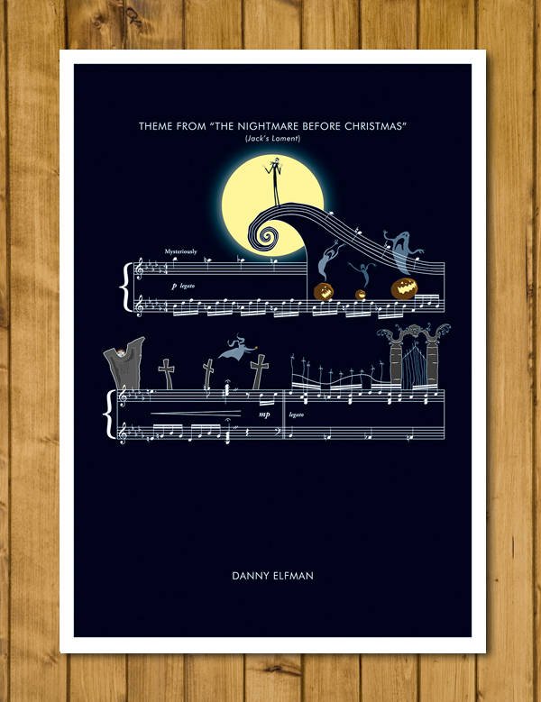 The Nightmare Before Christmas - Jack's Lament - Theme by Danny Elfman - Movie Classics Poster - Tim Burton - Soundtrack (Various Sizes)