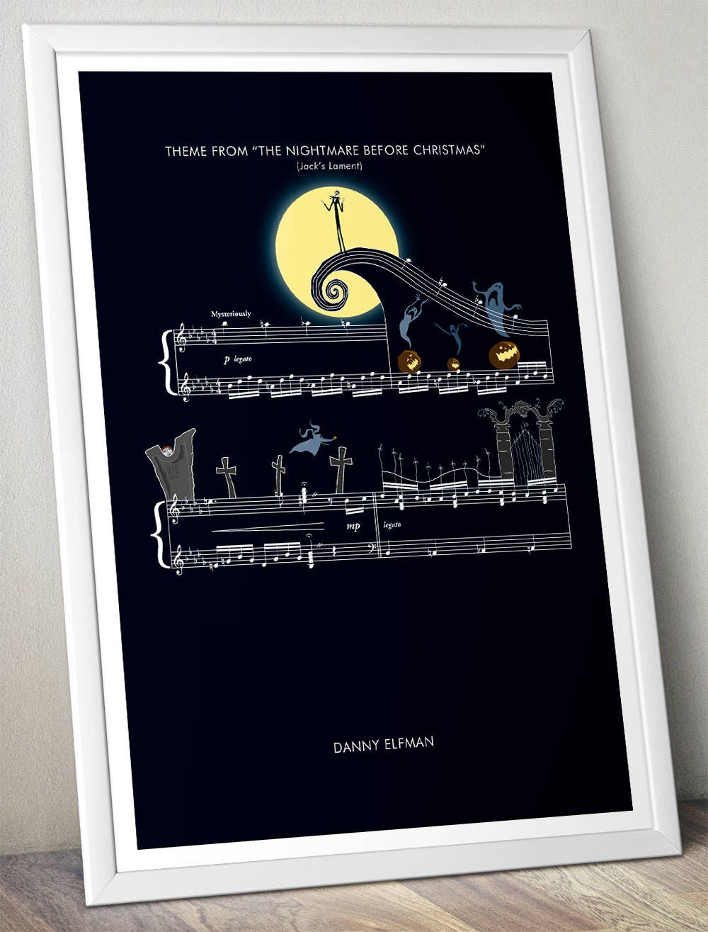 The Nightmare Before Christmas - Jack's Lament - Theme by Danny Elfman - Movie Classics Poster - Tim Burton - Soundtrack (Various Sizes)