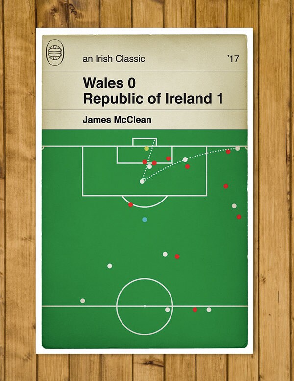 Republic of Ireland Goal - James McClean - Winning Goal v Wales - World Cup Qualifier 2017 - Classic Book Cover - Football Poster (Various sizes)