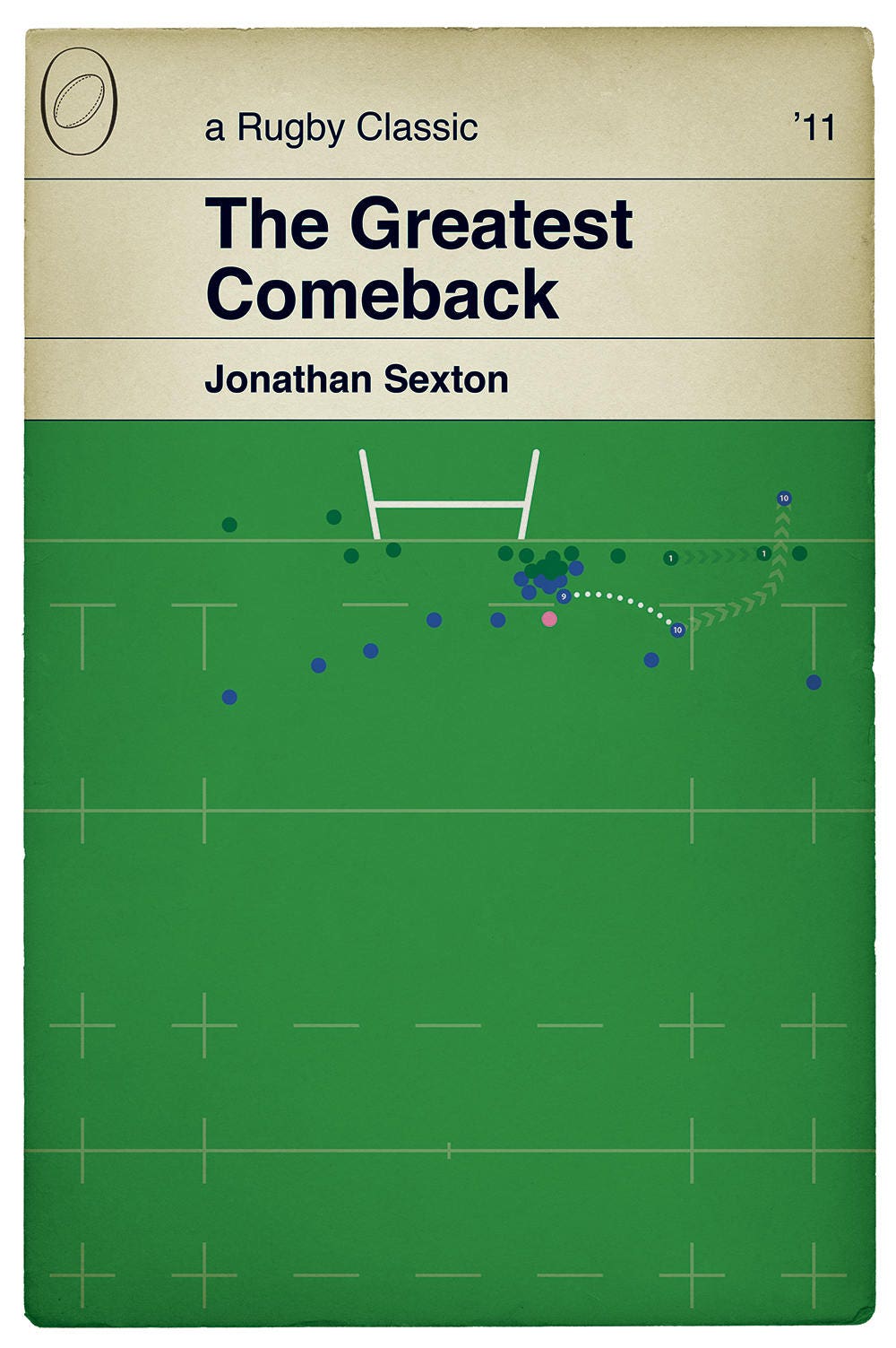 Leinster try v Northampton - European Cup Final 2011 - Jonathan Sexton 1st Try - Rugby Poster - Book Cover Art - Rugby Gift (Various Sizes)