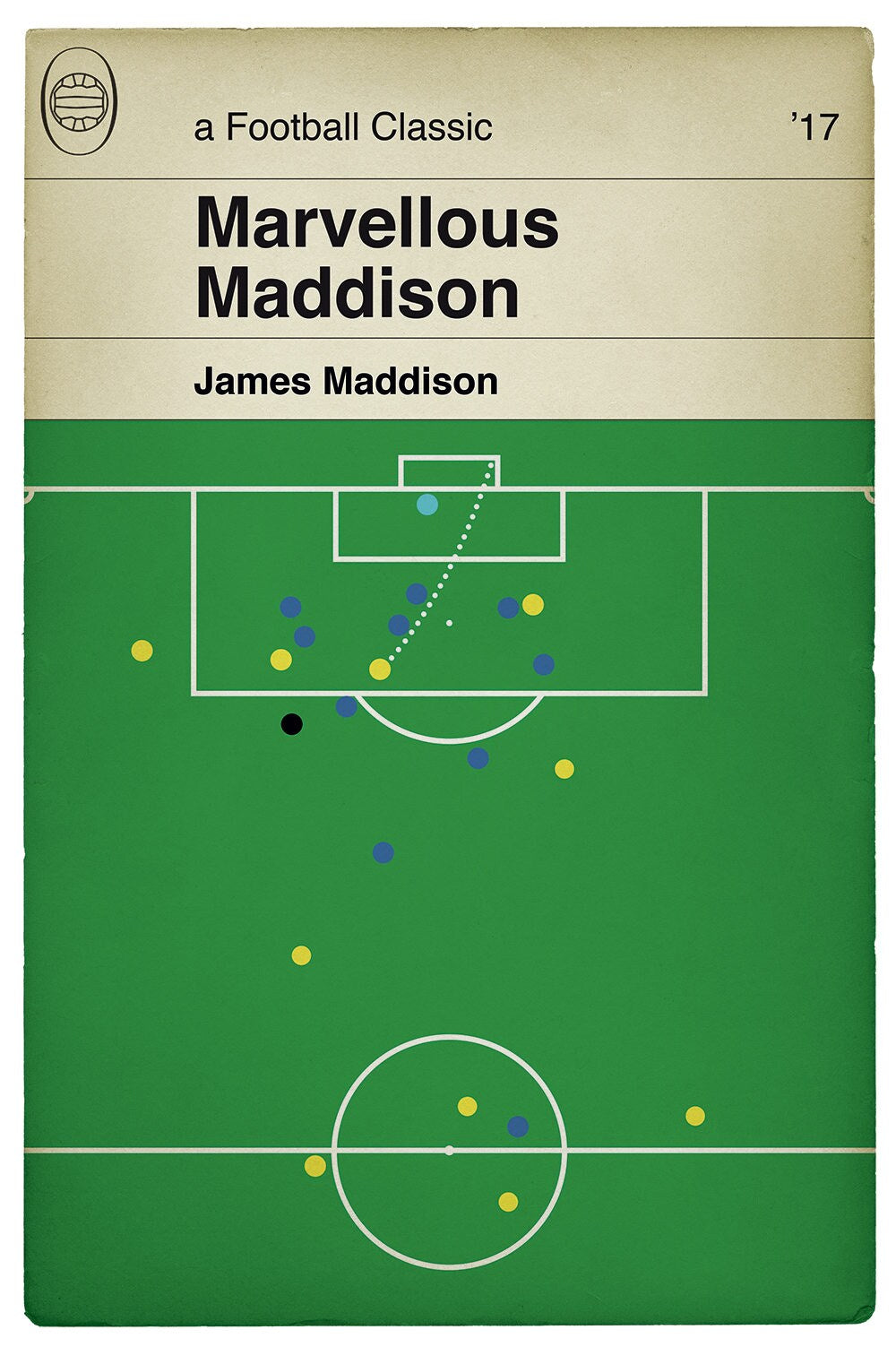 Norwich City goal v Ipswich Town - James Maddison Winner - Championship 2017 - Classic Book Cover Poster - Football Gift (Various sizes)