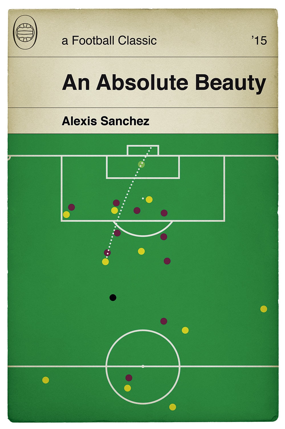 Arsenal second goal v Aston Villa in Cup Final 2015 - Alexis Sanchez Screamer - Classic Book Cover Poster - Football Gift (Various Sizes)