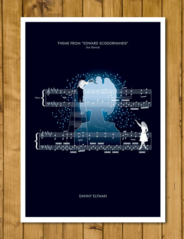 Edward Scissorhands - Theme by Danny Elfman - Ice Dance - Movie Classics Poster - Tim Burton - Soundtrack Print (Various Sizes)