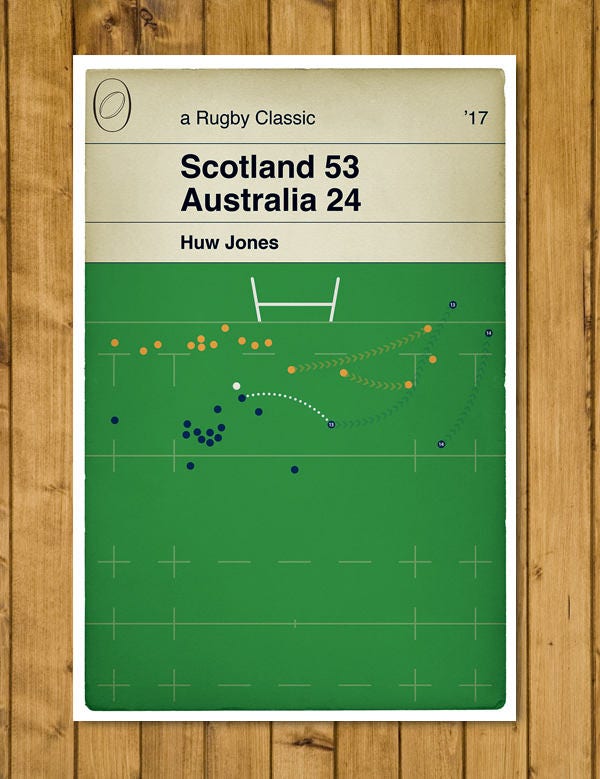 Scotland 53 Australia 24 - Huw Jones Try - Autumn International 2017 - Rugby Poster - Classic Book Cover Poster - Rugby Gift (Various Sizes)