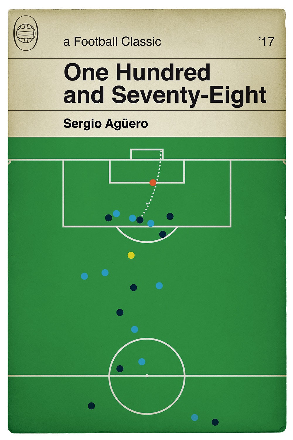 Manchester City goal v Napoli - Sergio Aguero Record - 178th goal for City - Classic Book Cover Print - Football Gift (Various Sizes)