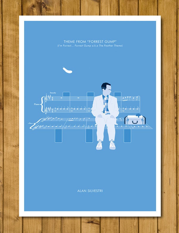 Forrest Gump - Theme by Alan Silvestri - I'm Forrest... Forrest Gump a.k.a The Feather Theme - Movie Classics Poster (Various Sizes)