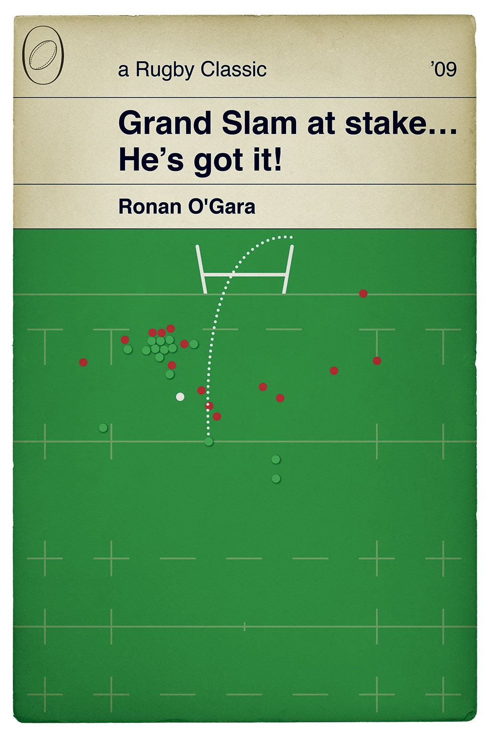 Ronan O'Gara Drop Goal - Wales 15 Ireland 17 - Commentary Version - 6 Nations 2009 - Irish Grand Slam - Rugby Poster (Various Sizes Available)