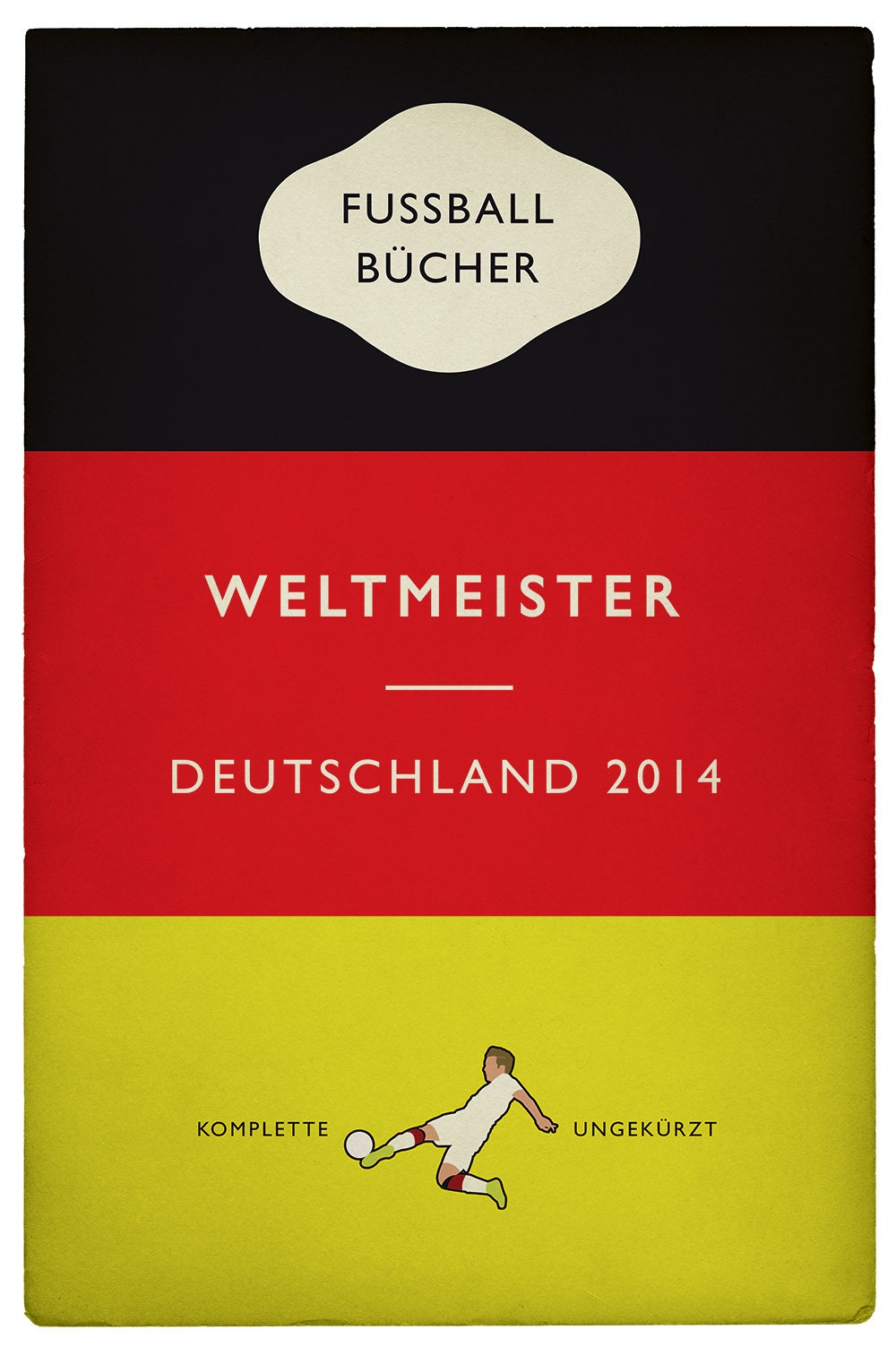 Weltmeister - World Champions 2014 - Deutschland - Germany - Mario Götze - German Flag Book Cover Poster - Fußball Geschenk (Various Sizes)