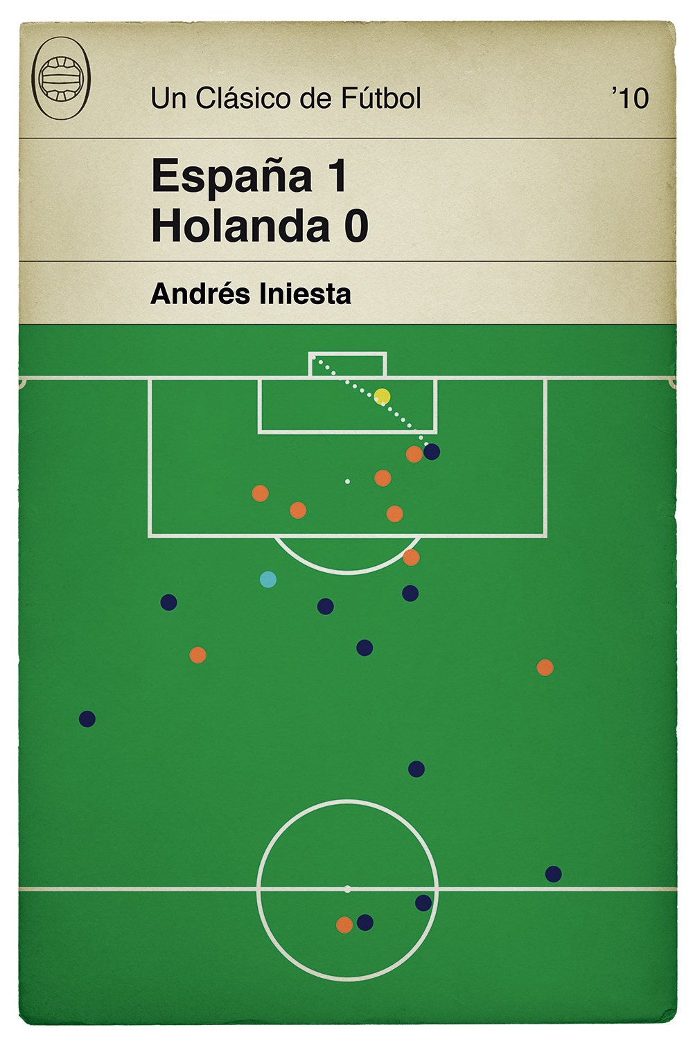 Andrés Iniesta winning goal v Holland 2010 - España 1 Holanda 0 - Spain - Campeones del mundo - Book Cover Poster (Various Sizes)