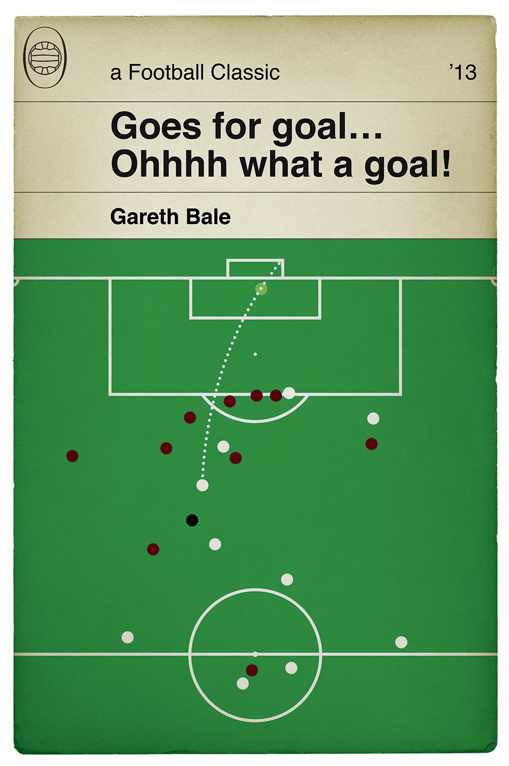 Tottenham Hotspur goal v West Ham United 2013 - Gareth Bale Last Minute Winner - Classic Book Cover Print - Football Gift (Various Sizes)