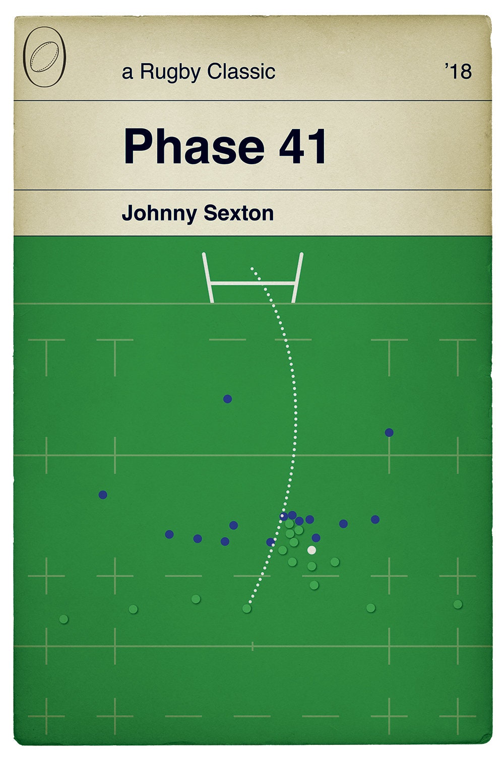 Johnny Sexton Drop Goal - Phase 41 - France 13 Ireland 15 - Six Nations 2018 - Rugby Book Cover Poster (Various Sizes Available)