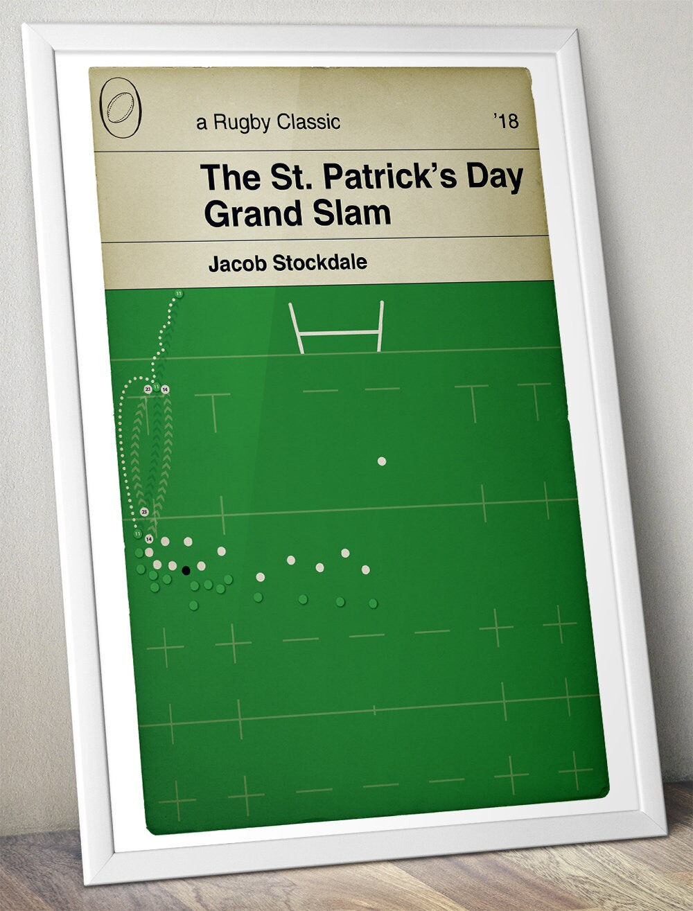 The St. Patrick's Day Grand Slam - England 15 Ireland 24 - Jacob Stockdale Try - Six Nations 2018 - Rugby Poster (Various Sizes Available)