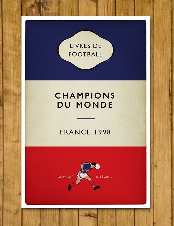 France - Champions du Monde - World Champions 1998 - Flag Book Cover Poster - Cadeau de football (Various Sizes)