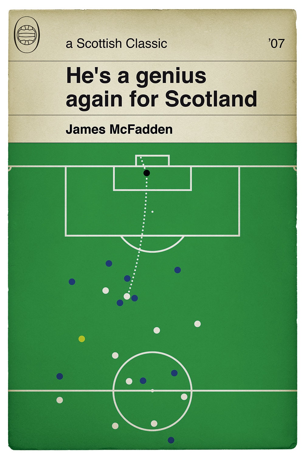 James McFadden goal for Scotland v France - Euro 2008 Qualifier - Football Print - Classic Book Cover Poster - Football Gift (Various Sizes)