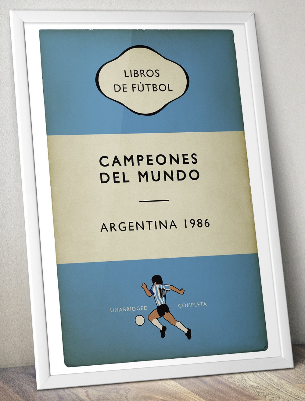 Argentina - Campeones Del Mundo - World Champions 1986 - Diego Maradona - Flag Book Cover Poster - Regalo de fútbol (Various Sizes)