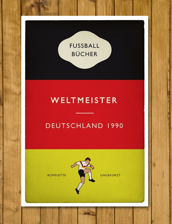 Deutschland - Germany - Weltmeister - World Champions 1990 - Italia 90 - Lothar Matthäus - German Flag Book Cover Poster (Various Sizes)