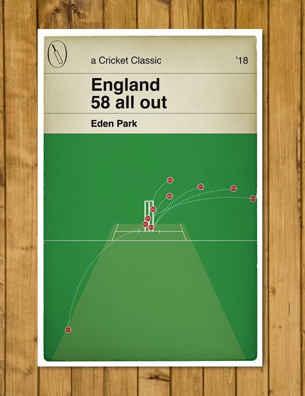 England 58 all out - New Zealand v England 2018 - Eden Park - Auckland - Cricket Print - Classic Book Cover Poster (Various Sizes)