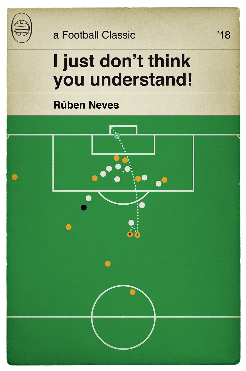 Wolverhampton Wanderers goal v Derby County - Ruben Neves Volley - Wolves Goal - Classic Book Cover Poster - Football Gift (Various Sizes)