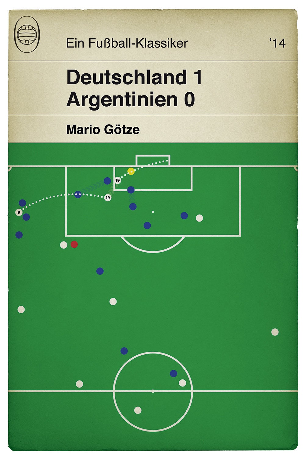 Mario Götze winning goal v Argentina - World Cup Final 2014 - Deutschland 1 Argentinien 0 - Germany - World Champions 2014 - Book Cover Poster (Various Sizes)